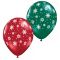 Балони със снежинки  - червени и зелени 11'' (28см.)