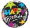 Фолиен балон с надпис Happy Birthday и звезди 18"- 45 см.