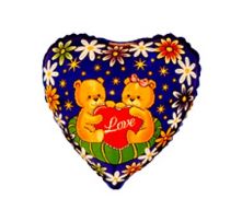 Сърце с цветя, мечета и надпис LOVE  18"- 45 см.