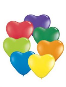 Латексови балони 6"/ 15 cm във формата на сърце - многоцветни