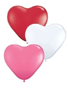 Латексови балони 11"/ 28 cm във формата на сърце - червени, бели и розови