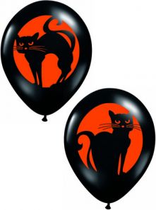 Балони Черни оникс с луна и котка 11'' (28см.)