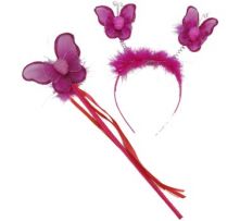 Диадема и вълшебна пръчка с пеперуди - бяло или розово.