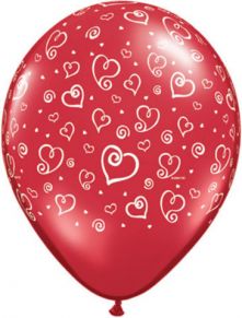 Балони със сърца  - асорти 11'' (28см.)