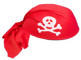 Шапка имитация на Пиратска кърпа  с череп и кости - червена