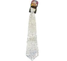 Вратовръзка с пайети - сребърна 44см.