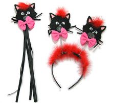Комплект с черни котки: диадема и пръчка