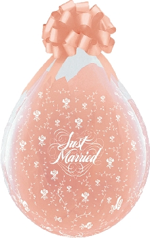 Балони за подаръци с надпис Just Married и цветя  18" - 45см