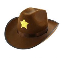 Каубойска шапка със значка, кафява - Cowboy 