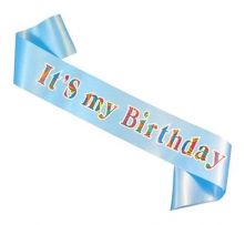 Лента с надпис "It's my Birthday" - синя