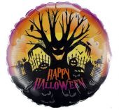 Фолиен балон с надпис Happy Halloween и страшно дърво 18"- 45см. 