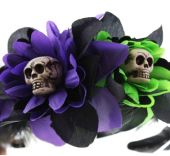 Диадема за Хелоуин (Halloween) с цветя и черепи